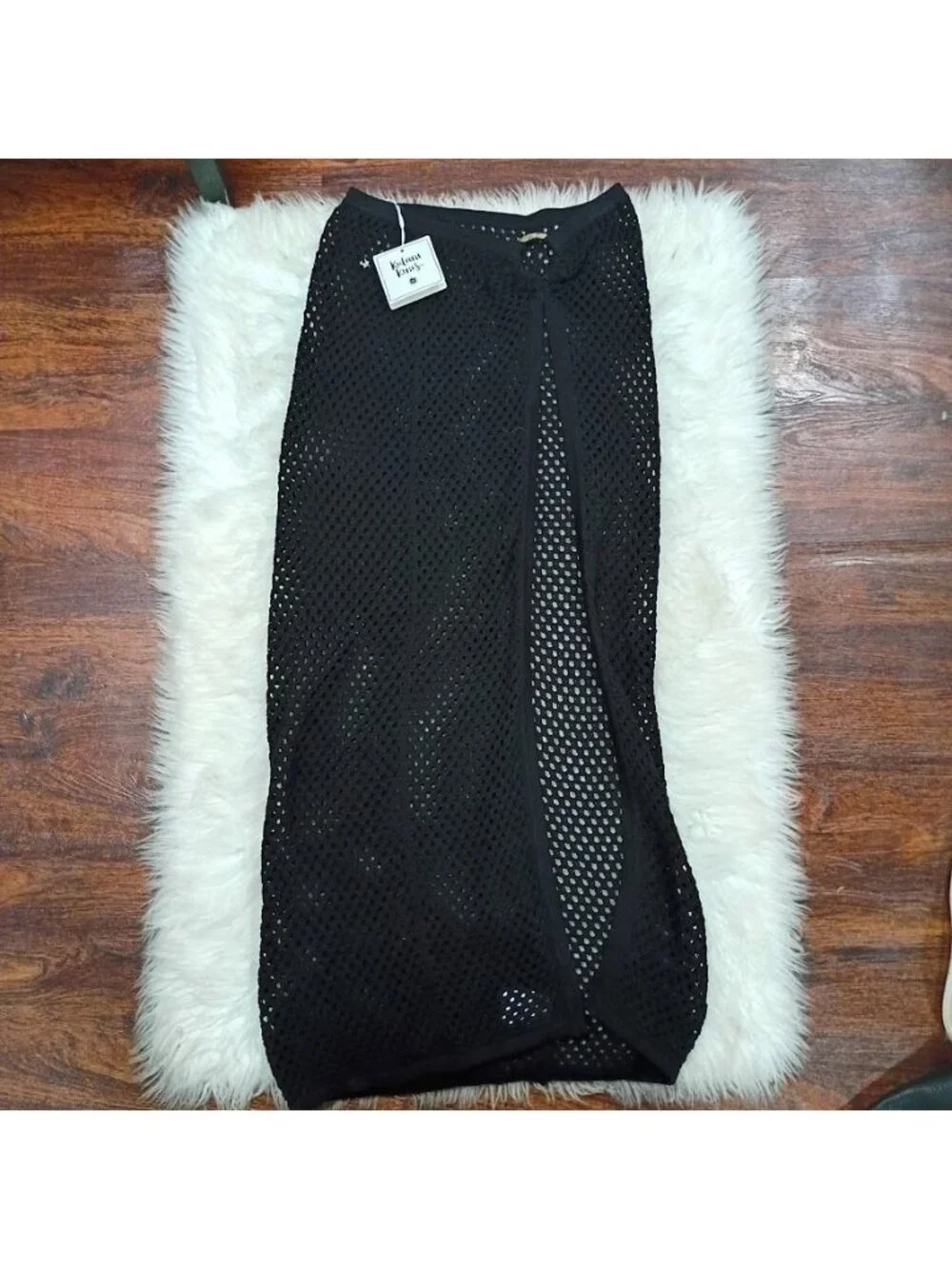 Kulani Kinis Crochet Ring Maxi Skirt Black Small Cover-Up